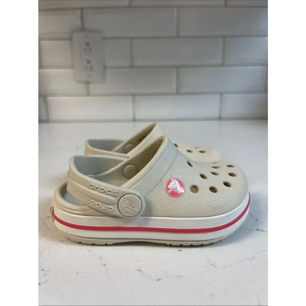 CROCBAND CUTOUT DETAIL ROUND TOE CLOGS - BEIGE - STUCCO MELON 204537 Size 4